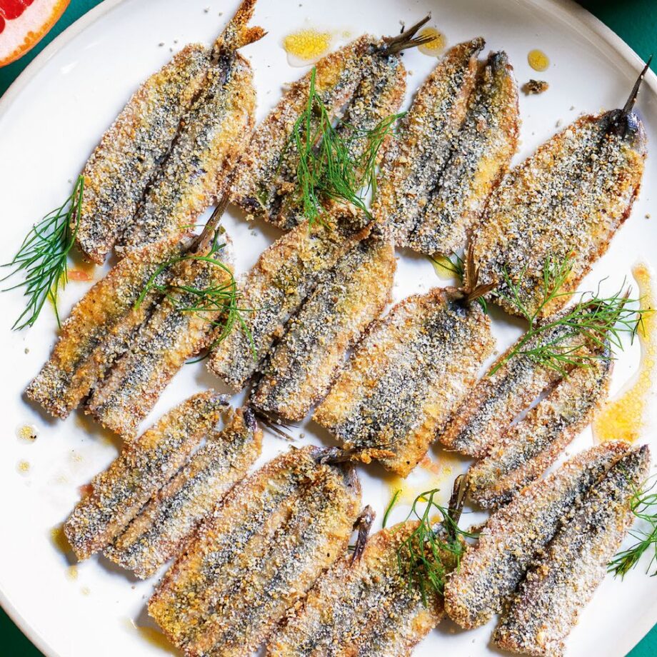 Acciughe gratinate al forno con pangrattato